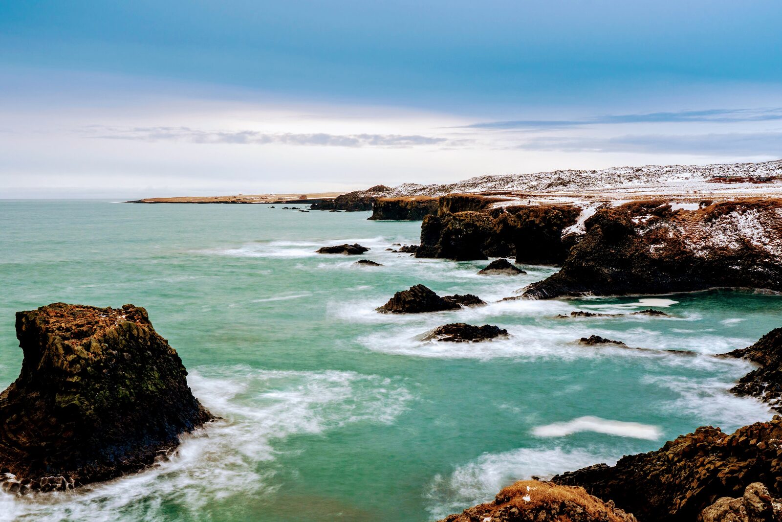 Arnarstapi rocky coastline looking out to the Atlantic